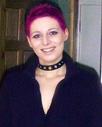 Julia with pink hair